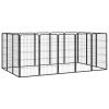 16-Panel Dog Playpen Black 19.7"x39.4" Powder-coated Steel