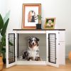 Dual Net Door Wooden Dog Crate - Side Cabinet with 2 Drawers