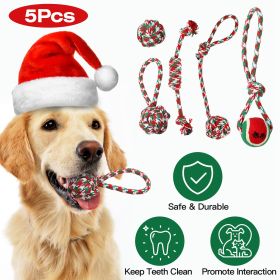 5Pcs Christmas Dog Rope Chew Toys Dog Interactive Toys Set for Puppy Small Medium Aggressive Chewers Dogs Training Teething Playing