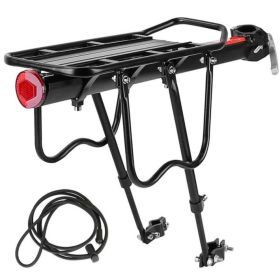 Bicycle rack adjustable bicycle rear rack bicycle luggage rack, with elastic rope and red reflective plate 55LBS load capacity