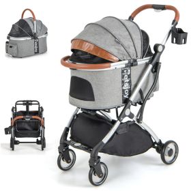 Foldable Dog Cat Stroller with Removable Waterproof Cover