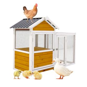 Large outdoor chicken coop Wooden chicken coop, duck coop with nest box, bird cage, rabbit cage - waterproof PVC board ( yellow brown gradient 80°)