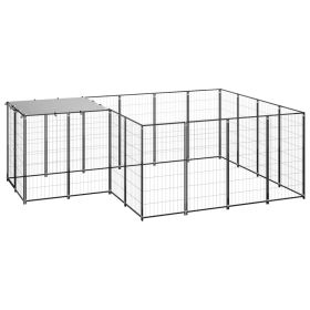 Dog Kennel Black 65.1 ft² Steel