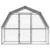 Dog Cages with Roof and Door Silver Galvanized Steel