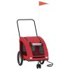 Pet Bike Trailer Red Oxford Fabric and Iron