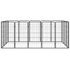 16-Panel Dog Playpen Black 19.7"x39.4" Powder-coated Steel