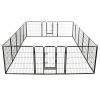 Dog Playpen 16 Panels Steel 31.5"x31.5" Black