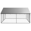 Outdoor Dog Kennel with Roof 118.1"x118.1"x59.1"