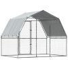 Dog Cages with Roof and Door Silver Galvanized Steel