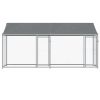 Dog Cage with Roof and Doors Gray 13.1'x6.6'x6.6' Galvanized Steel