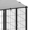 Dog Kennel Black 65.1 ft² Steel