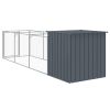 Dog House with Run Anthracite 43.3"x159.4"x43.3" Galvanized Steel