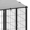 Dog Kennel Black 43.3"x43.3"x43.3" Steel