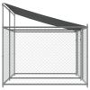 Dog Cage with Roof and Doors Gray 13.1'x6.6'x6.6' Galvanized Steel