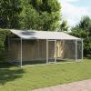 Dog Cage with Roof and Doors Gray 13.1'x6.6'x6.6' Galvanized Steel