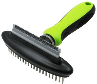 Pet Life Flex Series 2-in-1 Dual-Sided Grooming Undercoat Pet Rake and Deshedder (Color: Green)