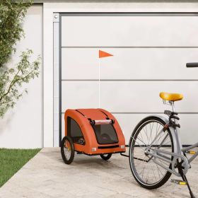 Pet Bike Trailer Orange Oxford Fabric and Iron (Color: Orange)