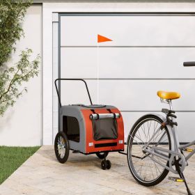 Pet Bike Trailer Orange and Gray Oxford Fabric and Iron (Color: Orange)