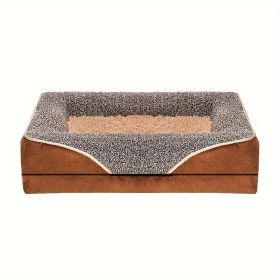 Removable And Washable Pet Dog Sofa And Dog Bed, Dog Nest,  Pet Bed Sofa, Comfortable And Soft, Cat Sofa Bed With Raised Edges To Protect The Neck (Color: brown, size: M ( 29.53 *19.69*4.72 in))