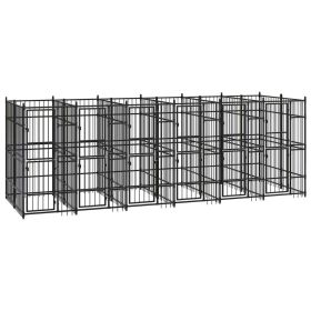 Outdoor Dog Kennel Steel 119 ft² (Color: Black)