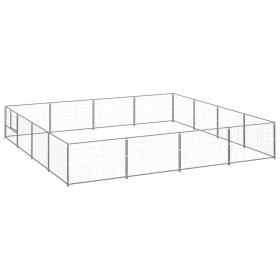 Dog Kennel Silver 172.2 ft² Steel (Color: Silver)