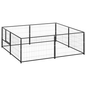 Dog Kennel Black 43.1 ft² Steel (Color: Black)