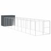 Dog House with Run Anthracite 84.3"x420.9"x71.3" Galvanized Steel