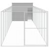 Dog House with Run Light Gray 84.3"x420.9"x71.3" Galvanized Steel