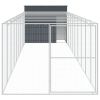 Dog House with Run Anthracite 84.3"x420.9"x71.3" Galvanized Steel