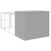 Dog House with Run Light Gray 84.3"x179.9"x71.3" Galvanized Steel