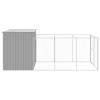 Dog House with Run Light Gray 84.3"x179.9"x71.3" Galvanized Steel