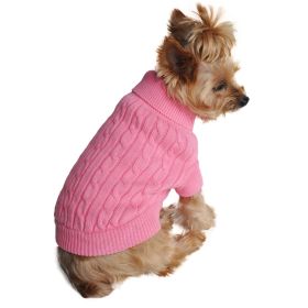 Dog Cable Knit 100% Cotton Sweater Candy Pink (size: large)