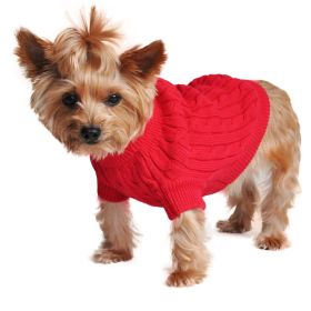 Dog Cable Knit 100% Cotton Sweater Fiery Red (size: large)