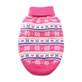 Dog Cable Knit 100% Cotton Sweater Snowflakes and Hearts Pink (size: 2X-Large)