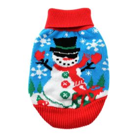 Dog Cable Knit 100% Cotton Sweater Ugly Snowman (size: large)