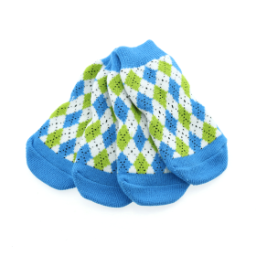 Non-Skid Dog Socks (Color: Blue and Green Argyle, size: X-Large)