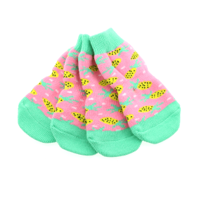 Non-Skid Dog Socks (Color: Pineapple, size: medium)